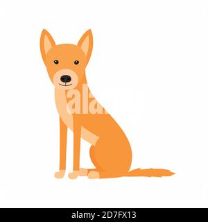 Australian dog Dingo sitting. Vector illustration isolated on white background. Stock Vector