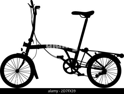 Modern Folding bike Silhouette  isolated on white Stock Vector