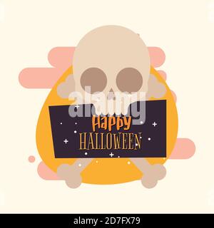 Happy halloween card with skull and bones - Vector Stock Vector