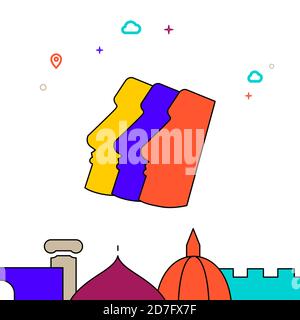 Moai, Easter Island filled line icon, simple illustration Stock Vector