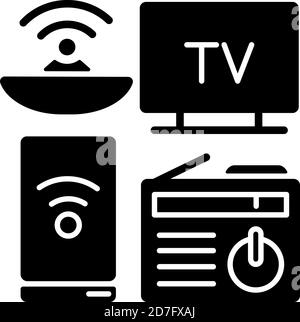Mass media black glyph icon Stock Vector