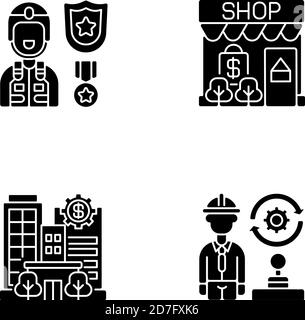 Vital services black glyph icons set on white space Stock Vector