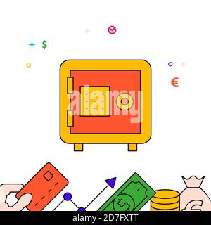 Safe filled line icon, simple illustration Stock Vector