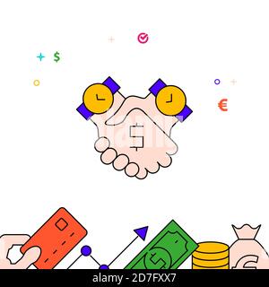 Deal, handshake filled line icon, simple illustration Stock Vector