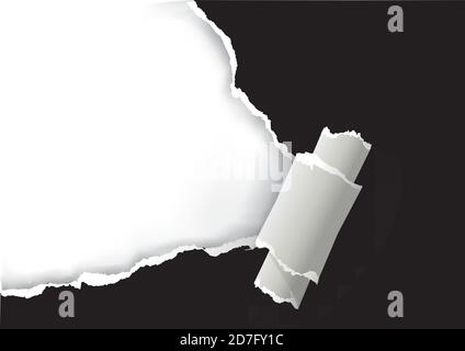 Black Ripped Paper, banner template. Illustration of black ripped paper with place for your image or text. Vector available. Stock Vector