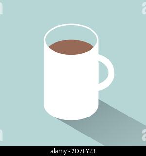 Cup of coffee on the table. Hot morning drink. Vector isometric illustration. Stock Vector