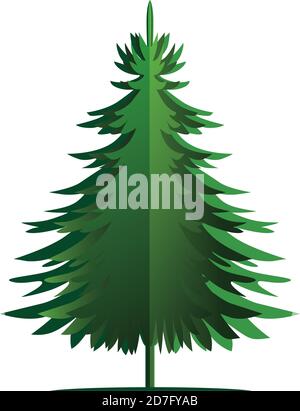 Green Christmas Tree. Vector illustration and Icon. Stock Vector