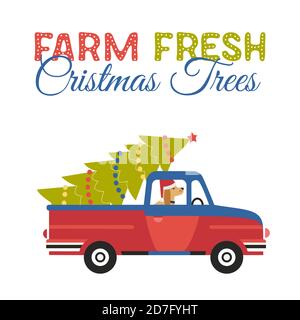 Farm fresh Christmas trees flat color vector icon Stock Vector
