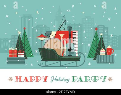 Fancy winter Holiday hand drawn vector poster Stock Vector