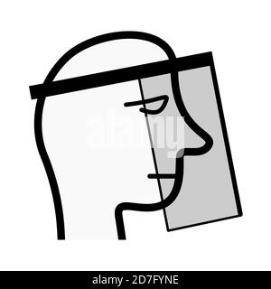 Person with a Protective Face Shield Icon. Vector Image. Stock Vector