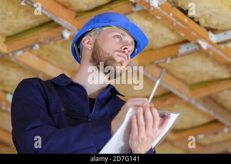 young male engineer checking the structure Stock Photo