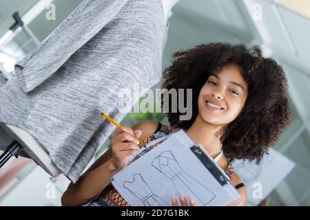 low angle view of female fashion designer Stock Photo