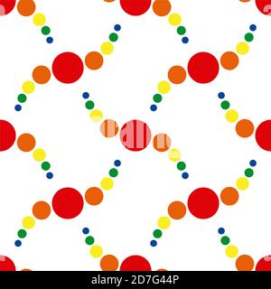 Seamless pattern of colorful dots on white background. Abstract design textile print. Vector illustrator. Stock Photo