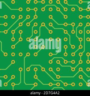 Circuit board seamless pattern. Abstract design textile print. Vector illustration. Stock Vector