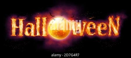 Halloween Scary Face. Beautiful holiday autumn composition. Stock Photo