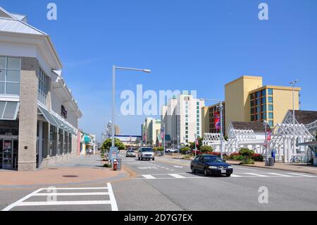 Atlantic Avenue and 24th Street in Virginia Beach Oceanfront, Virginia Beach, Virginia VA, USA. Stock Photo