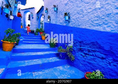 Blue City, also known as Chefchaouen is located in Morocco Stock Photo