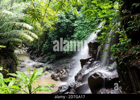 Kanto Lampo located in Gianyar, Bali. Kanto Lampo waterfall good for photography object. Stock Photo