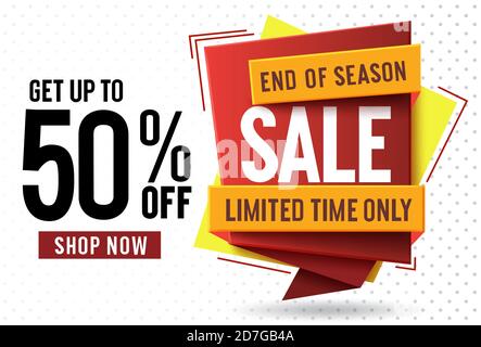 Premium Vector  End of season sale flat 50 off shop now vector banner