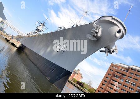 USS Wisconsin Battleship (BB-64) in Norfolk, Virginia VA, USA. Stock Photo