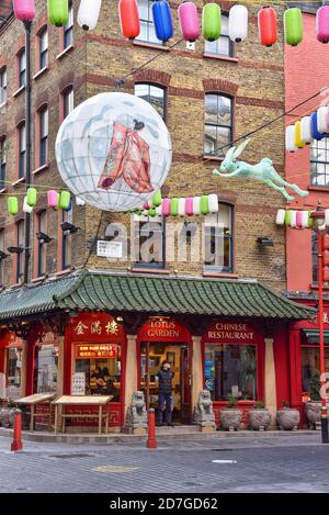 London, UK. 22nd Oct, 2020. Lanterns at an installation in London's Chinatown ahead of the global debut of the new computer-animated musical adventure film Netflix film 'Over The Moon' Credit: SOPA Images Limited/Alamy Live News Stock Photo
