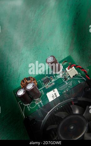 An integrated circuit is a set of electronic circuits on one small flat piece of semiconductor material that is normally silicon. Stock Photo