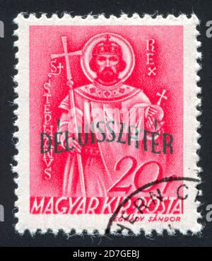 HUNGARY - CIRCA 1939: stamp printed by Hungary, shows St. Stephen, circa 1939 Stock Photo