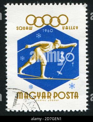 HUNGARY - CIRCA 1960: stamp printed by Hungary, shows skier, circa 1960 Stock Photo