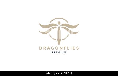animal insect dragonflies luxury with circle logo vector illustration design Stock Vector