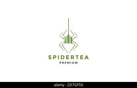 spider with tea logo icon vector illustration design Stock Vector