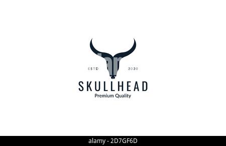 animal cow head silhouette skull logo vector  illustration design Stock Vector