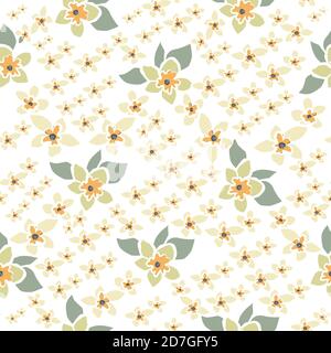 Small Flowers on White Background. Scandinavian Style. Vector Illustration Stock Vector