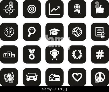 Goal & Aspiration Icons White On Black Flat Design Set Big Stock Vector