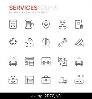 Collection of services outline icons Stock Vector