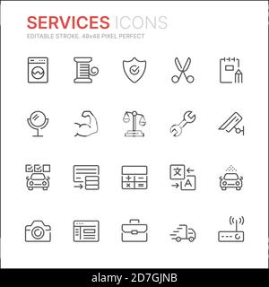 Collection of services outline icons Stock Vector