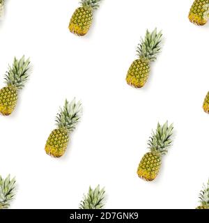 Pineapple Seamless pattern. Tropical abstract pattern. Gold pineapple on the white background. Stock Photo