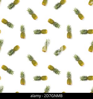 Pineapple Seamless pattern. Tropical abstract pattern. Gold pineapple on the white background. Stock Photo