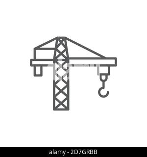 Tower crane vector icon symbol construction tools isolated on white background Stock Vector