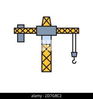 Tower crane vector icon symbol construction tools isolated on white background Stock Vector
