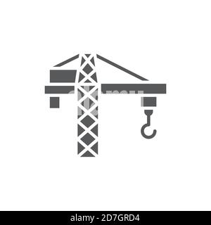 Tower crane vector icon symbol construction tools isolated on white background Stock Vector