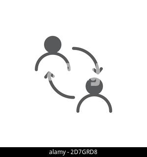 Transfer between user accounts vector icon symbol isolated on white background Stock Vector