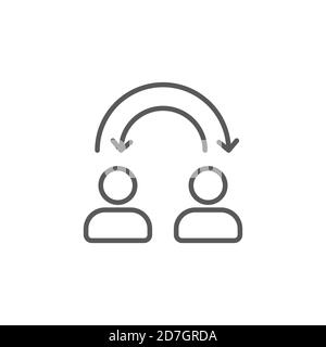 Transfer between user accounts vector icon symbol isolated on white background Stock Vector
