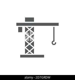 Tower crane vector icon symbol construction tools isolated on white background Stock Vector