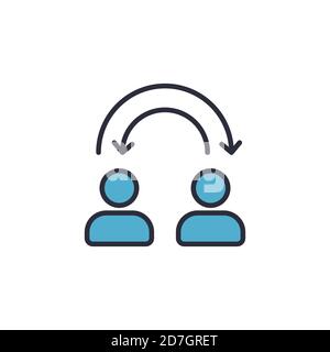 Transfer between user accounts vector icon symbol isolated on white background Stock Vector