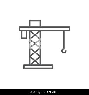Tower crane vector icon symbol construction tools isolated on white background Stock Vector