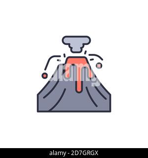 Volcano eruption vector icon symbol disaster isolated on white background Stock Vector