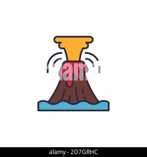 Volcano eruption vector icon symbol disaster isolated on white background Stock Vector