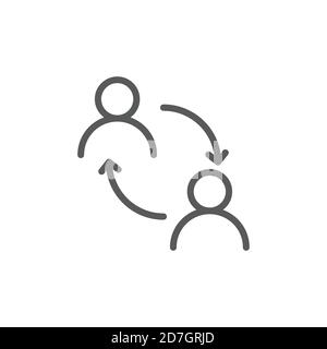 Transfer between user accounts vector icon symbol isolated on white background Stock Vector