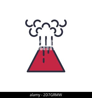 Volcano eruption vector icon symbol disaster isolated on white background Stock Vector