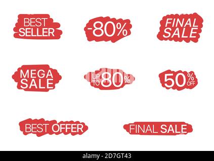 Red paper label set Stock Vector